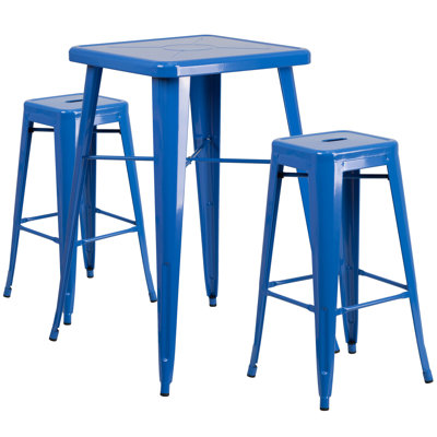 3 Piece Bar Table Set Finish: Blue