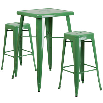 3 Piece Bar Table Set Finish: Green