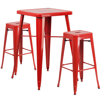 3 Piece Bar Table Set Finish: Red