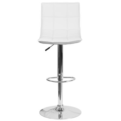 Adjustable Height Swivel Bar Stool Upholstery: White