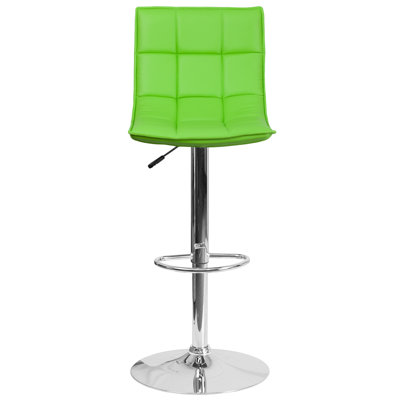Adjustable Height Swivel Bar Stool Upholstery: Green