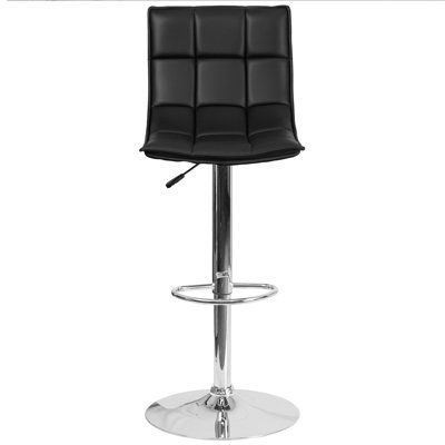Adjustable Height Swivel Bar Stool Upholstery: Black