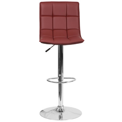 Adjustable Height Swivel Bar Stool Upholstery: Burgundy