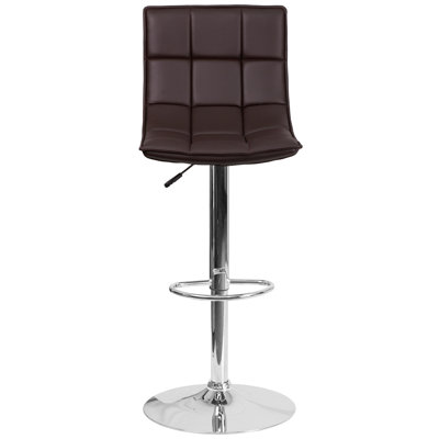 Adjustable Height Swivel Bar Stool Upholstery: Brown