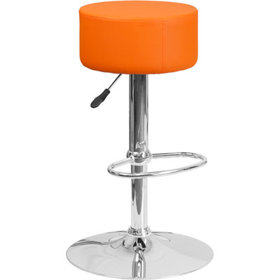 Adjustable Height Swivel Bar Stool Upholstery: Orange