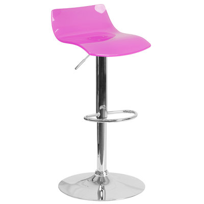 Adjustable Height Swivel Bar Stool Seat Finish: Hot Pink