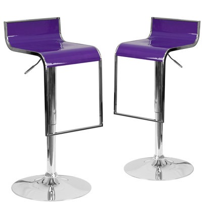 Adjustable Height Swivel Bar Stool Upholstery: Purple