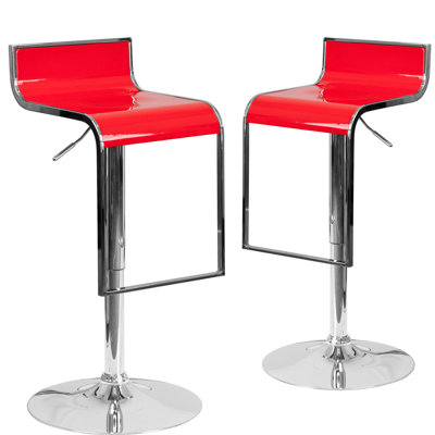 Adjustable Height Swivel Bar Stool Upholstery: Red