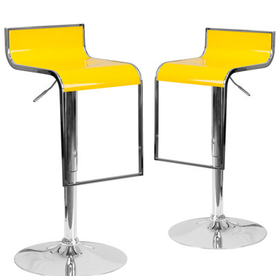 Adjustable Height Swivel Bar Stool Upholstery: Yellow