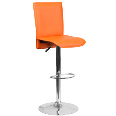 Adjustable Height Swivel Bar Stool Upholstery: Orange