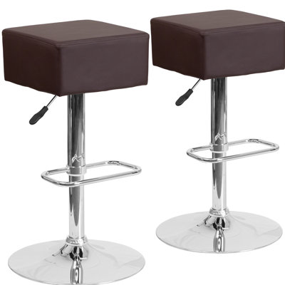 Adjustable Height Swivel Bar Stool Upholstery: Brown