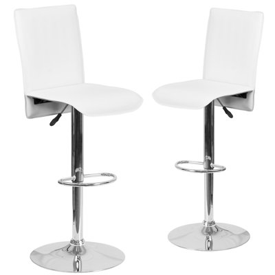 Adjustable Height Swivel Bar Stool Upholstery: White