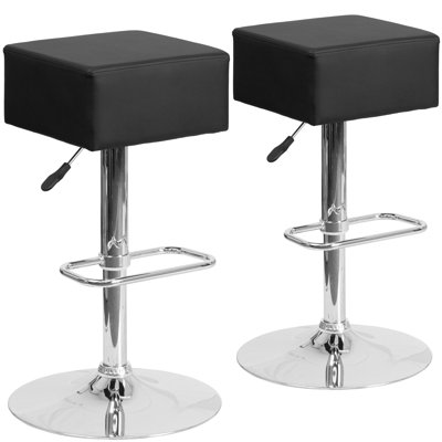 Adjustable Height Swivel Bar Stool Upholstery: Black