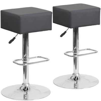 Adjustable Height Swivel Bar Stool Upholstery: Gray