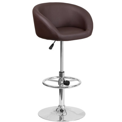 Adjustable Height Swivel Bar Stool Upholstery: Brown