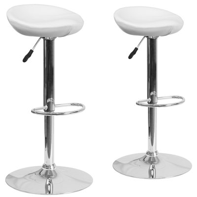 Adjustable Height Swivel Bar Stool Upholstery: White