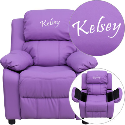 Personalized Kids Recliner Upholstery Type - Color: Vinyl - Lavender image