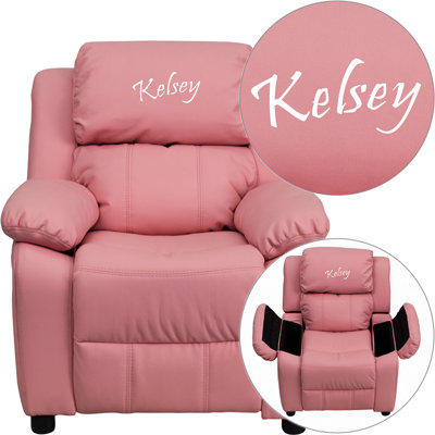 Personalized Kids Recliner Upholstery Type - Color: Vinyl - Pink image