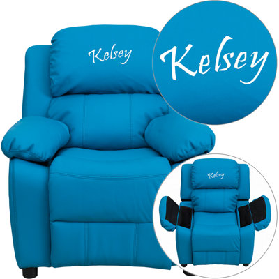 Personalized Kids Recliner Upholstery Type - Color: Vinyl - Turquoise image
