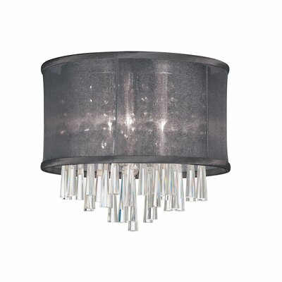 3 Light Crystal Flush Mount Shade Color: Black