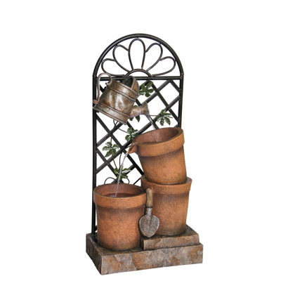 Polystone/Metal Flower Pot and Garden Tool Fountain Polystone/Metal Flower Pot and Garden Tool Fountain