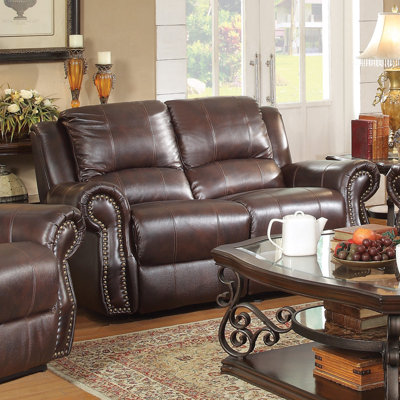 Wildon Home 761273 Leather Motion Reclining Loveseat