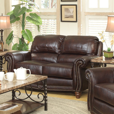 615703 CST17302 Wildon Home Leather Loveseat