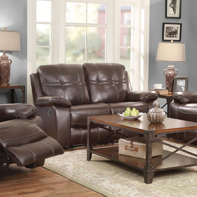 CST39657 28185202 CST39657 Wildon Home Holloway Motion Leather Reclining Loveseat