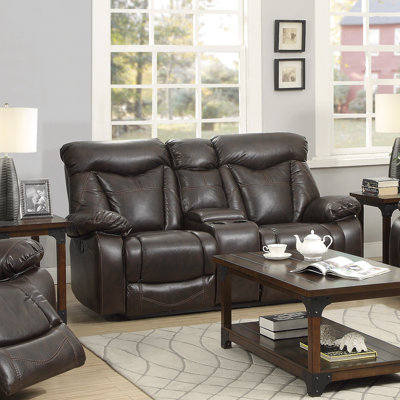 CST39756 28185302 CST39756 Wildon Home Zimmerman Motion Leather Reclining Loveseat