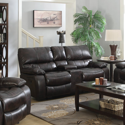 CST39837 28185384 CST39837 Wildon Home Willemse Motion Leather Reclining Loveseat