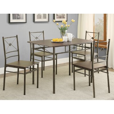 5 Piece Dining Set Finish Walnut