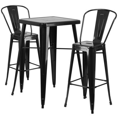 Fullmer 3 Piece Pub Table Set Finish: Black
