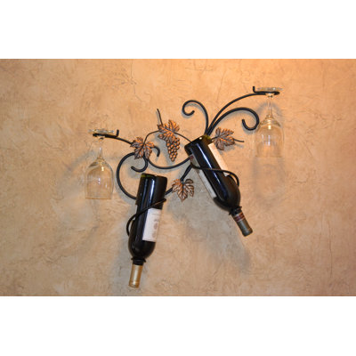 2 Bottle Wall Mounted Wine Rack