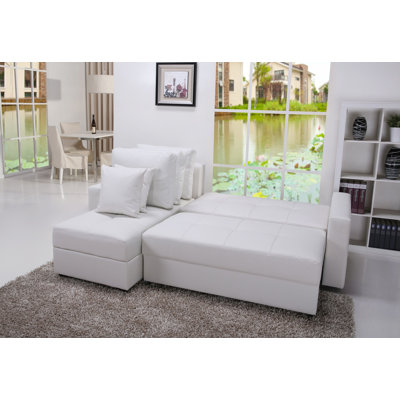 ADC-ASP-SEC-PUX-WHI XQS1241 Gold Sparrow Aspen Convertible Sectional Storage Sofa Bed Upholstery