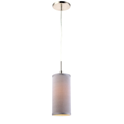1 Light Mini Pendant Shade color: Grey Finish: Satin Nickel