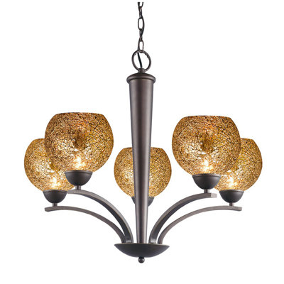 North Bay 5 Light Chandelier Finish: Metallic Bronze Shade Color: Mirror Mosaic Shade Shape: Elliptic Ball