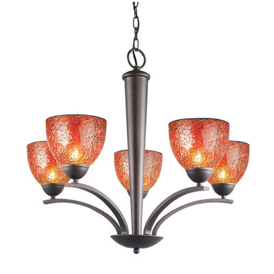North Bay 5 Light Chandelier Finish: Metallic Bronze Shade Color: Amber Mosaic Shade Shape: Bell