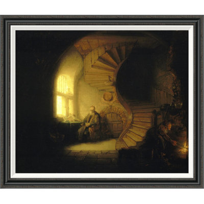 'Philosopher in Meditation' by Rembrandt Van Rijn Framed Painting Print Size: 35.7" H x 42" W 'Philosopher in Meditation' by Rembrandt Van Rijn Framed Painting Print Size: 35.7" H x 42" W