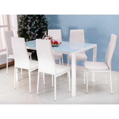 7 Piece Dining Set Finish: White