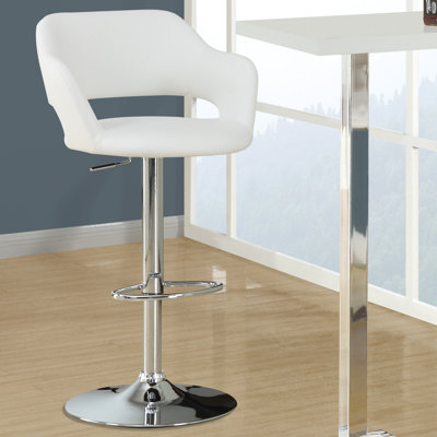Adjustable 25 inch Swivel Bar Stool Upholstery: White