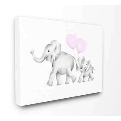 'Mama and Baby Elephants' Wall Art Format: Canvas , Size: 16'' H x 20'' W
