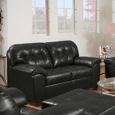 9569-02 Soho Onyx UFI2466 Simmons Upholstery Soho Bonded Leather Loveseat