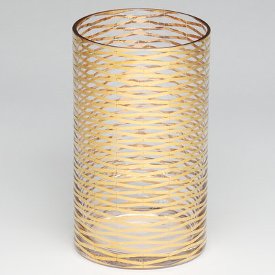 Gold Ribbons Glass Vase Size: 10 H x 6 W x 6 D image