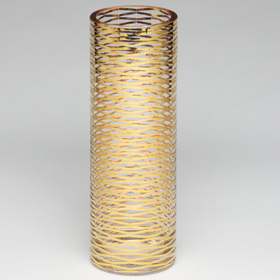 Gold Ribbons Glass Vase Size: 13.75 H X 4.75 W x 4.75 D image