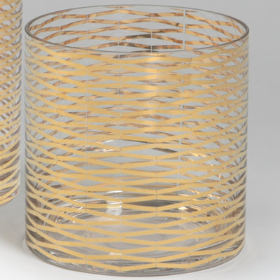 Gold Ribbons Glass Vase Size: 7.25 H x 7 W x 7 D image