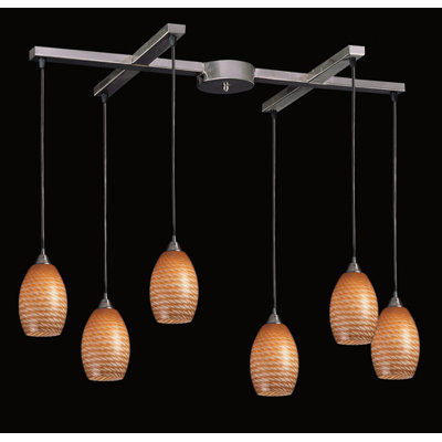 Mulinello 6 Light Pendant Glass Type: Coco