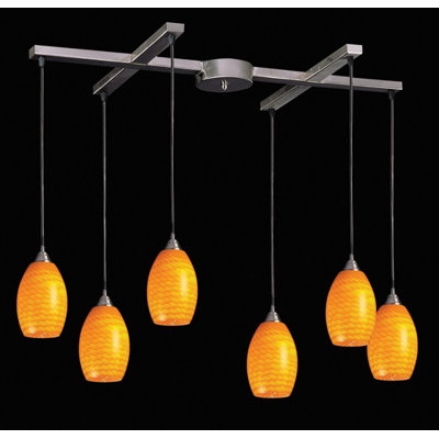 Mulinello 6 Light Pendant Glass Type: Canary