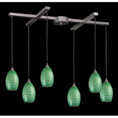 Mulinello 6 Light Pendant Glass Type: Jade