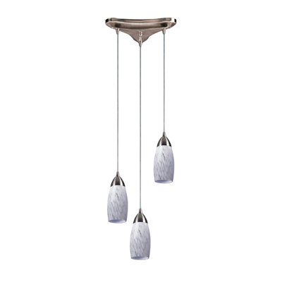 Milan 3 Light Linear Pendant Glass Type: Snow White