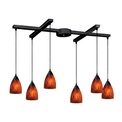 Classico 6 Light Pendant Glass Type: Espresso